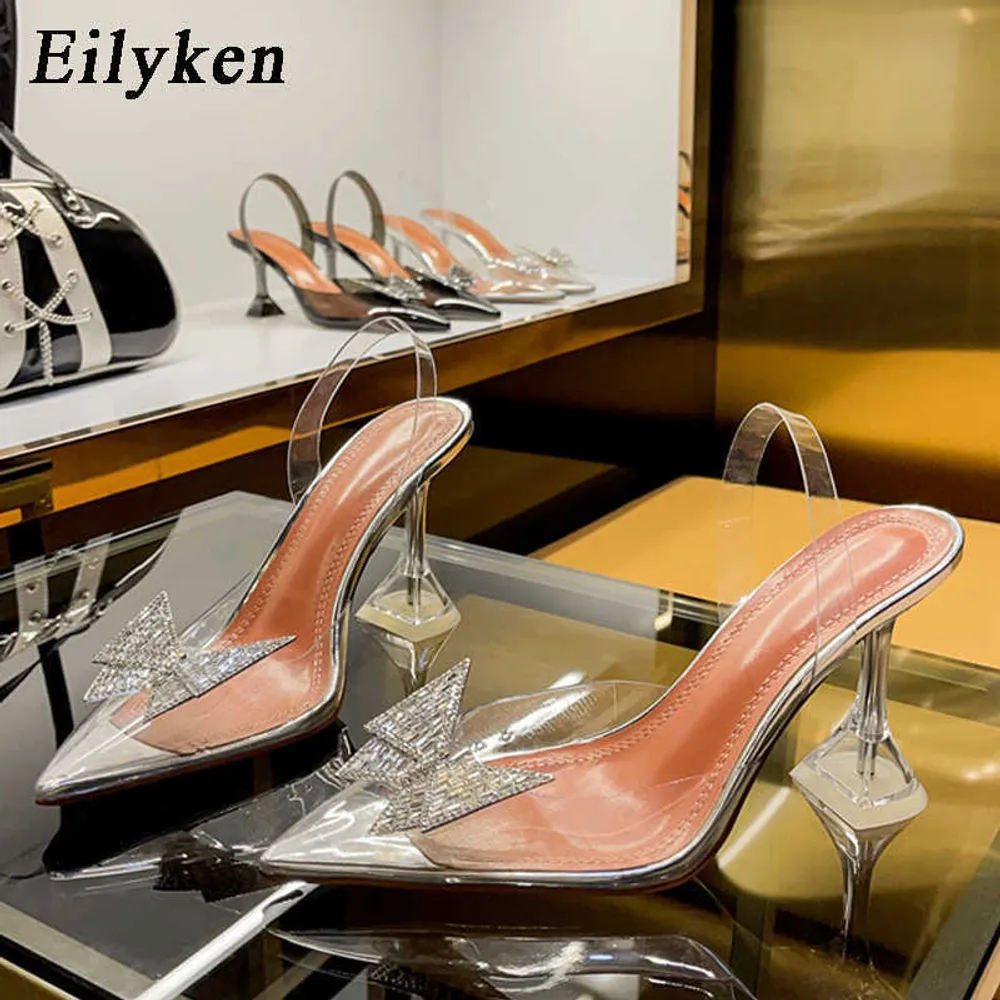 Eilyken Größe 34-45 Sommer Schmetterling-Knoten Frauen Pumps Mode Seltsame Stil Tranaparent Weibliche Ferse Schuhe Hochzeit Sand