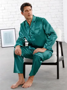 KINGsCLUB Pyjama in smaragd-petrol-bedruckt